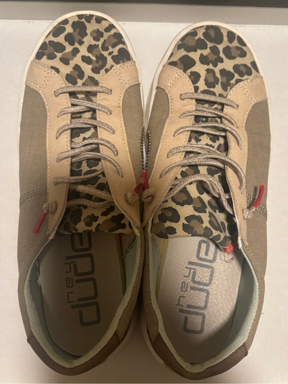 Hey Dude Leopard Print Casual Sneakers - Beige